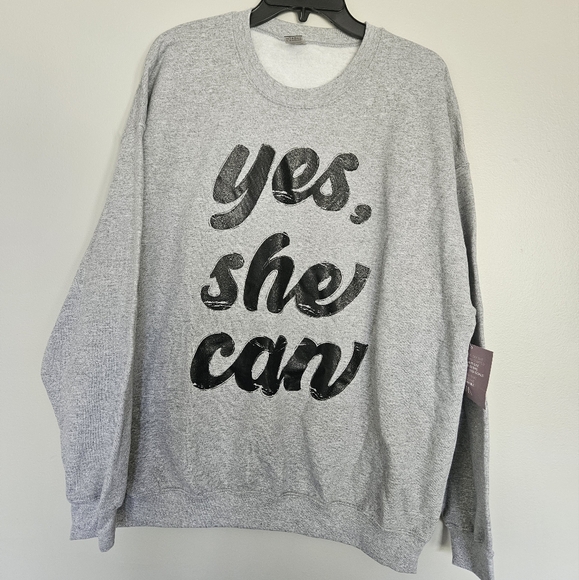 Maverick the Collection Tops - NWT Maverick the collection gray sweatshirt yes she can XL